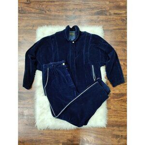 Abvien 100% Cotton Long Sleeve Corduroy Sweater & Pants 2 Pcs Blue Women"s L VTG